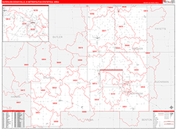 Waterloo-Cedar Falls Metro Area Wall Map Red Line Style 2026